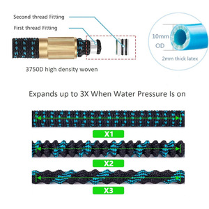 Manguera de Jardín <span class=keywords><strong>Extensible</strong></span> F114 Ecológica de <span class=keywords><strong>Goma</strong></span> Mágica de 2 Capas, 25, 50, 75, 100 Pies, de Alta Presión y Anticorrosión - Product Image 4