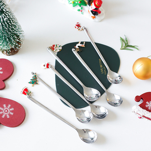 Juego de Mini Cucharas Largas de Acero Inoxidable para Café, Té, Helado, para Fiestas, Decoraciones Navideñas, Regalo Diseñado para el Día del Padre - Product Image 1