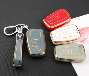 Nouveau couvercle de clé de voiture en TPU souple pour <span class=keywords><strong>Toyota</strong></span> 3 boutons avec ligne dorée, accessoire de pochette de clé - Product Image 5