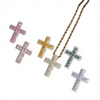 Collier pendentif croix Hiphop hindouiste pour homme Luxira Jewels en moissanite taille brillant, plaqué argent sterling 925 avec micro-griffes