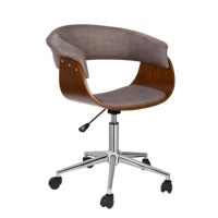 Chaise de bureau ergonomique de style contemporain pour la maison et le bureau, confortable, pivotante, en cuir PU, en tissu, en bois, avec fonction de levage