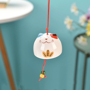 Campana de Viento con Gato de la Fortuna Oriental, Adorno Colgante de Porcelana Pintado a Mano, para Regalo de Inauguración de Casa o Cumpleaños - Product Image 1