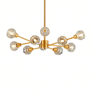 Modern Crystal Chandelier 9 <b>Lights</b> Golden Pendant 28 Inch For Living <b>Room</b> <b>Dining</b> <b>Room</b> Kitchen <b>Light</b> <b>Fixtures</b> - Product Image 1