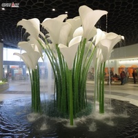Décor d'étang de hall d'hôtel moderne en métal électro couleur Art grande plante Callalily Statue en acier inoxydable Calla Lilie fleur Sculpture