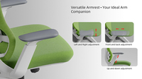 Chaise de bureau ergonomique à dossier haut inclinable en maille avec base en mousse, appui-tête amovible et accoudoirs flexibles réglables