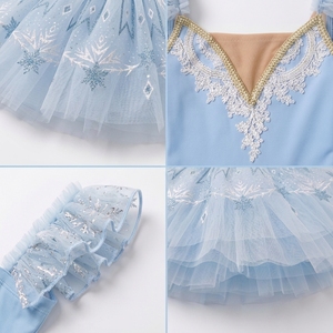 Vestido de Ballet Profesional para Niñas con Estampado de Copos de Nieve, Color Azul Hielo, Disfraz de Princesa para Actuaciones Escénicas, Personalizable - Product Image 2