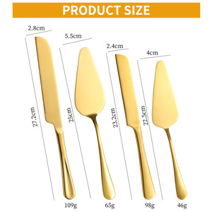 Juego de servidor de cuchillos para pastel de bodas, 2 piezas, de acero inoxidable, apto para lavavajillas, herramientas de corte de pasteles, cortador, espátula para servir, exhibición - Product Image 3