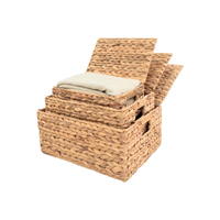 Boîte de rangement tissée de style campagnard avec couvercle anti-poussière, idéale pour les vêtements de chambre ou les jouets et articles divers du salon
