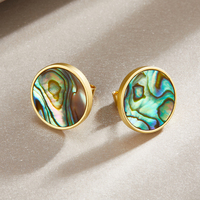 Boucles d'oreilles en argent S925 hypoallergénique plaqué or bijoux de plage boucles d'oreilles en coquillage d'ormeau pour femmes