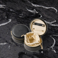 Boîte de rangement pour bijoux en cuir PU écologique Ele Queen avec fermeture éclair, anti-poussière, vente en gros, support de logo personnalisé, insert en velours