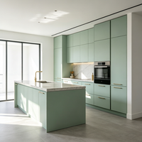 Juego de Muebles de Cocina Modulares Empotrados de Alta Gama con Encimera de Cuarzo Antracita Mate Contemporáneo a Precio de Fábrica