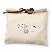 Sac d'emballage en toile naturelle écologique pour vêtements de bébé, pochette anti-poussière en coton avec rabat imprimé personnalisé, logo bio