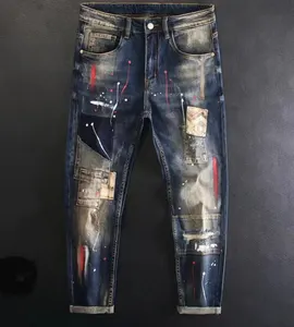 Jeans personalizados Streetwear Skinny Tapered Mens Scratch Calças Fit Slim Designer Jeans Homens Jeans Motociclista