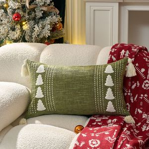 <span class=keywords><strong>Housse</strong></span> <span class=keywords><strong>de</strong></span> <span class=keywords><strong>coussin</strong></span> en lin brodée avec un arbre <span class=keywords><strong>de</strong></span> Noël, taie d'oreiller <span class=keywords><strong>de</strong></span> Noël avec des pompons noirs <span class=keywords><strong>et</strong></span> blancs, <span class=keywords><strong>housse</strong></span> <span class=keywords><strong>de</strong></span> <span class=keywords><strong>coussin</strong></span> en toile décorée - Product Image 4