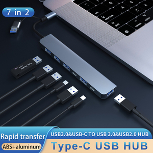 Justlink <span class=keywords><strong>7</strong></span> cổng USB <span class=keywords><strong>HUB</strong></span> Loại C máy tính USB <span class=keywords><strong>HUB</strong></span> cho các thiết bị di động 3.0 tốc độ cao Docking Station cho máy tính xách tay chức năng chuyển đổi - Product Image 2