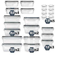 24 boîtes hermétiques en plastique PP, transparentes, pour la conservation des aliments frais au réfrigérateur, bocaux multi-grains