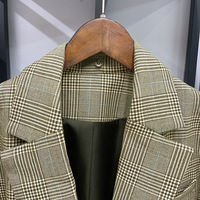 AIMEISI Blazer pour femme Automne/Hiver, style Old Money, à revers double couche, à carreaux vintage, à bouton unique, épaules structurées