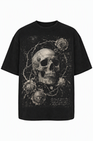 T-shirt noir délavé surdimensionné personnalisé pour homme, imprimé graphique gothique vintage, coton épais, streetwear, fabrication en gros ODM