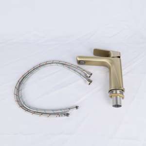 Penjualan langsung pabrik kustom kuningan disikat emas keran kamar mandi emas Mixer kamar mandi Set Basin Mixer - Product Image 5