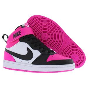 Scarpe Nike Court Borough Mid 2 GS per Ragazze, Bianche e Nere, Stile Basket in Rosa Intenso - Product Image 4