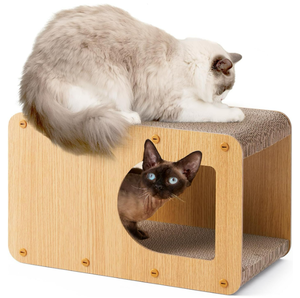 Rascador para gatos de cartón corrugado, casa de interior, árboles para gatos y rascador con cama de rascador para gatitos - Product Image 1