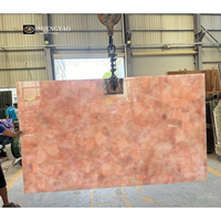 Dalle de marbre rose translucide polie de luxe en cristal de quartz pour salon, cuisine, mur/comptoir/plateau de table