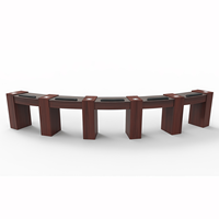 Station de manucure classique en forme de lune incurvée avec rangements multiples, table de manucure triple, banc d'atelier de manucure