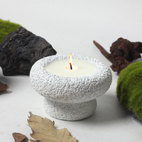 Bougie en cire de soja parfumée avec bol en béton d'aromathérapie en pierre à texture naturelle