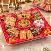 Plateau alimentaire en PET à 10 compartiments avec couvercle en dôme transparent, plateau de présentation jetable pour bonbons, noix, pâtisseries, pour les fêtes, la restauration, boîte cadeau