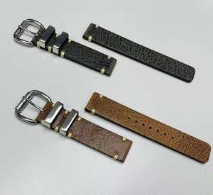 Bracelet de montre en cuir de veau italien élastique à expansion de 20 mm et 22 mm, bleu, simplicité, best-seller, boucle en acier inoxydable, durable - Product Image 3