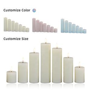 Elfenbeinfarbene Flackernde Elektrische <span class=keywords><strong>LED</strong></span>-Stumpenkerzen aus Paraffinwachs mit Fernbedienung für Hochzeitsdeko - Product Image 3