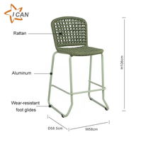 Nouveau moderne corde tabouret de Bar chaise rotin cuisine français Bistro chaises hautes tabouret Restaurant Bar comptoir hauteur tabourets de Bar