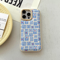 Étui de protection antichoc bleu océan pour filles, design couleur unie avec technique de pliage à chaud, pour téléphones portables, kit de nettoyage inclus