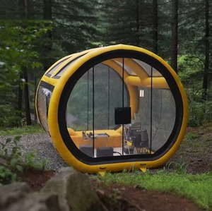 Tente de camping gonflable transparente jaune, imperméable, pour 4 à 6 personnes, tente tunnel à air pour le glamping en plein air et les aventures en forêt - Product Image 3