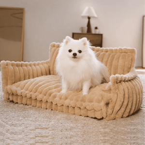 Venta caliente cubierta extraíble sofá cama para mascotas Fondo impermeable piel esponjosa Cama grande para perros cama personalizada de felpa a rayas para mascotas - Product Image 3