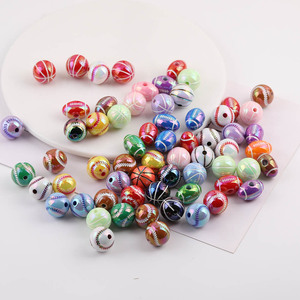 Acrylic Basketball Rugby Ball <b>Beads</b> 8mm Round <b>Loose</b> <b>Beads</b> For Jewelry Making DIY Craft Accessories - Product Image 5
