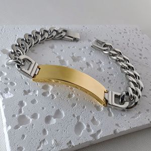 <span class=keywords><strong>Pulsera</strong></span> Curva de Acero Inoxidable con Logotipo Personalizado, <span class=keywords><strong>Pulsera</strong></span> de Cadena Grabada Personalizada, <span class=keywords><strong>Pulsera</strong></span> de Moda con Eslabones de Cadena para Parejas - Product Image 3