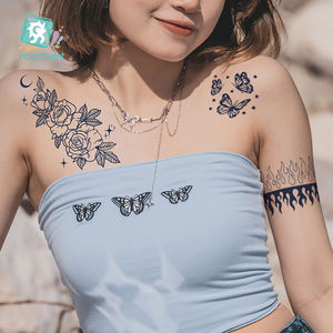 女性和女孩永久纹身，逼真的临时纹身防水持久，指甲花纹身，两周纹身 - Product Image 1