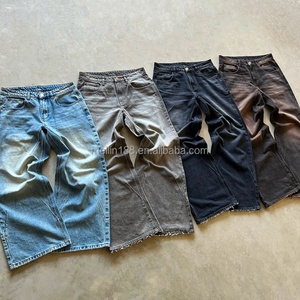 Jeans en denim pour hommes, vente en gros, personnalisés, effet délavé soleil, vintage, taille large, décontractés, coupe baggy, fabricant de vêtements - Product Image 3