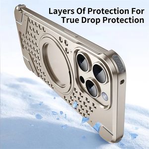 עיצוב יוקרתי במקרה טלפון אלומיניום עבור iphone pro & 15 עם ציפוי חום חסינת עשן מגנטי - Product Image 5