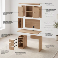 Bureau d'ordinateur pliable et extensible en bois avec étagère intégrée, design ergonomique pour chambre ou bureau à domicile, fabriqué en Chine