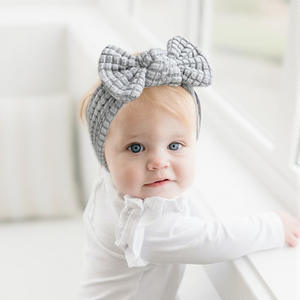 새로운 아기 단색 활 머리띠 어린이 단색 따뜻하고 편안한 머리띠 부드러운 아기 헤어 액세서리 - Product Image 2