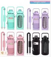 Housses pour bouteilles d'eau, sacs de transport pour bouteilles d'eau motivantes avec sangle pour les sports de plein air, la remise en forme, la salle de sport et l'entraînement