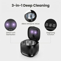 Pembersih Ultrasonik Profesional 3-in-1 untuk Perhiasan Jam Tangan Gigi Palsu Kacamata 48kHz Pembersihan Mendalam + UVC |   Grosir OEM/ODM