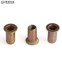 Mur Rivet Baja Karbon Kepala Cekung Silinder Halus Ujung Terbuka Lapis Seng Kuning Standar AS 1/4 5/16 3/8 1/2