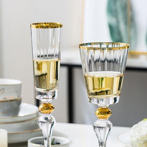 Хрустальное Вино Ручной Работы, бокалы для шампанского с узором, с золотым ободом, стебель для ежедневного производства, высококачественный конечный продукт - Product Image 4