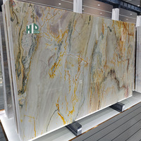 Panneaux muraux en pierre naturelle translucide HD moderne, dalles de marbre doré pour comptoirs extérieurs et décoration murale, taille personnalisée