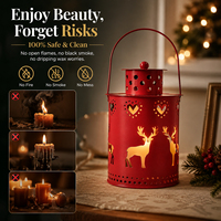 Lampe décorative creuse en métal, motif renne, sapin de Noël, flocon de neige, support de silhouette, pour table de fête festive