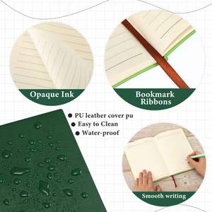 Custom A5 PU Leather Hardcover 5.9 X 8.26 Inch Classic Green <b>Thick</b> <b>Paper</b> Lined Journal Notebook Gift Thread Sewing Bound - Product Image 4