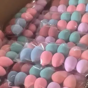 Pabrik kecantikan make up spons rias puff bedak blender dalam kotak pvc kemasan 12 pcs dalam satu per kantong plastik